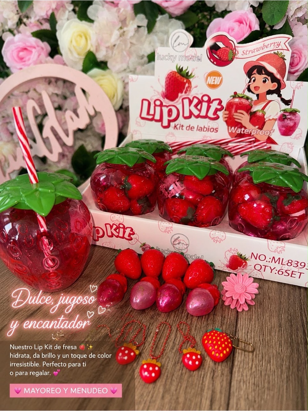 Strawberry Lip Kit - wholesale Red Gloss Set